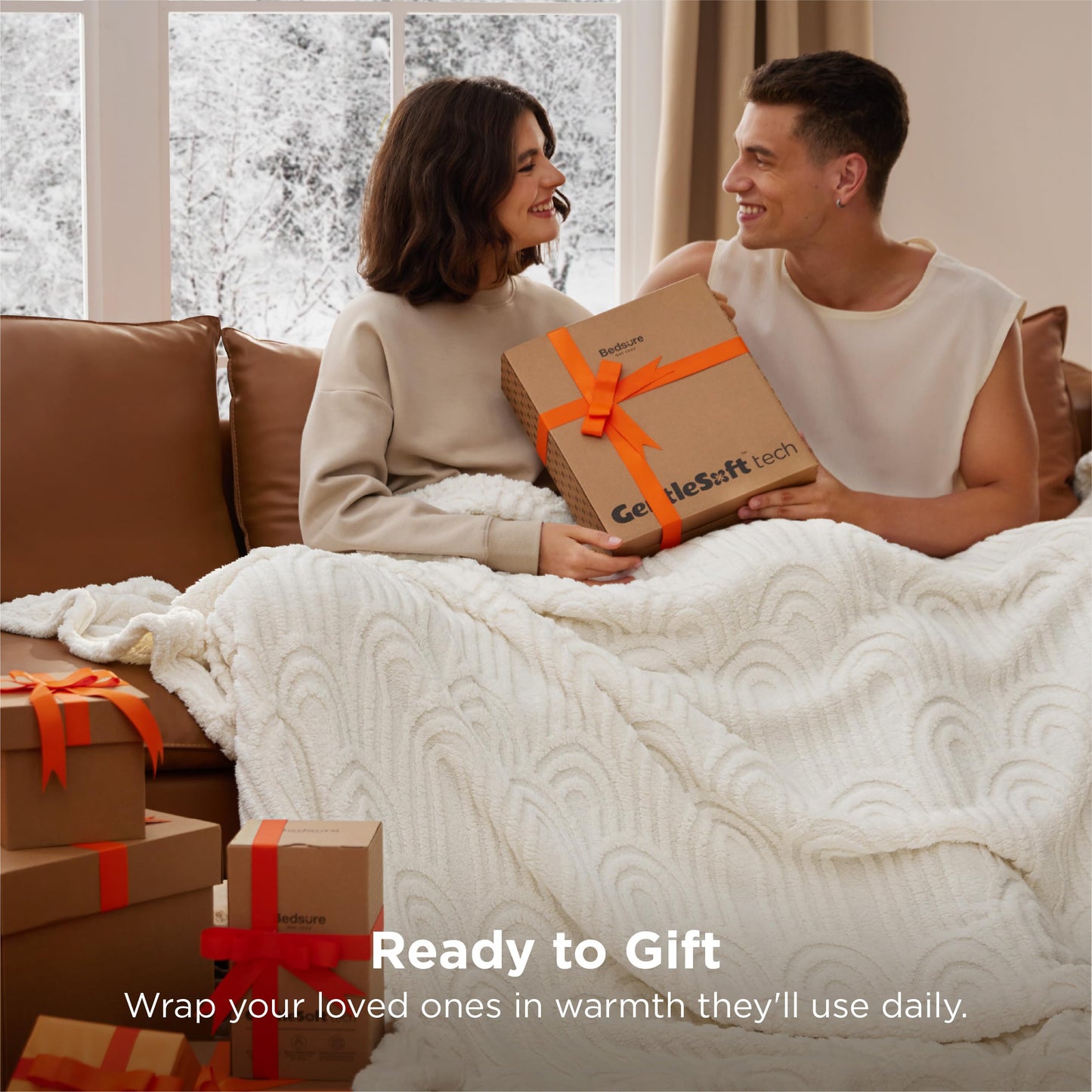 Bedsure GentleSoft Throw Blankets for Women - Soft Cozy Cute Blanket for Couch, Fuzzy Fleece Christmas Throw for Boho Modern Home Room Decor Aesthetic, Gifts for Women Teen Girl, White, 50x60 Inches