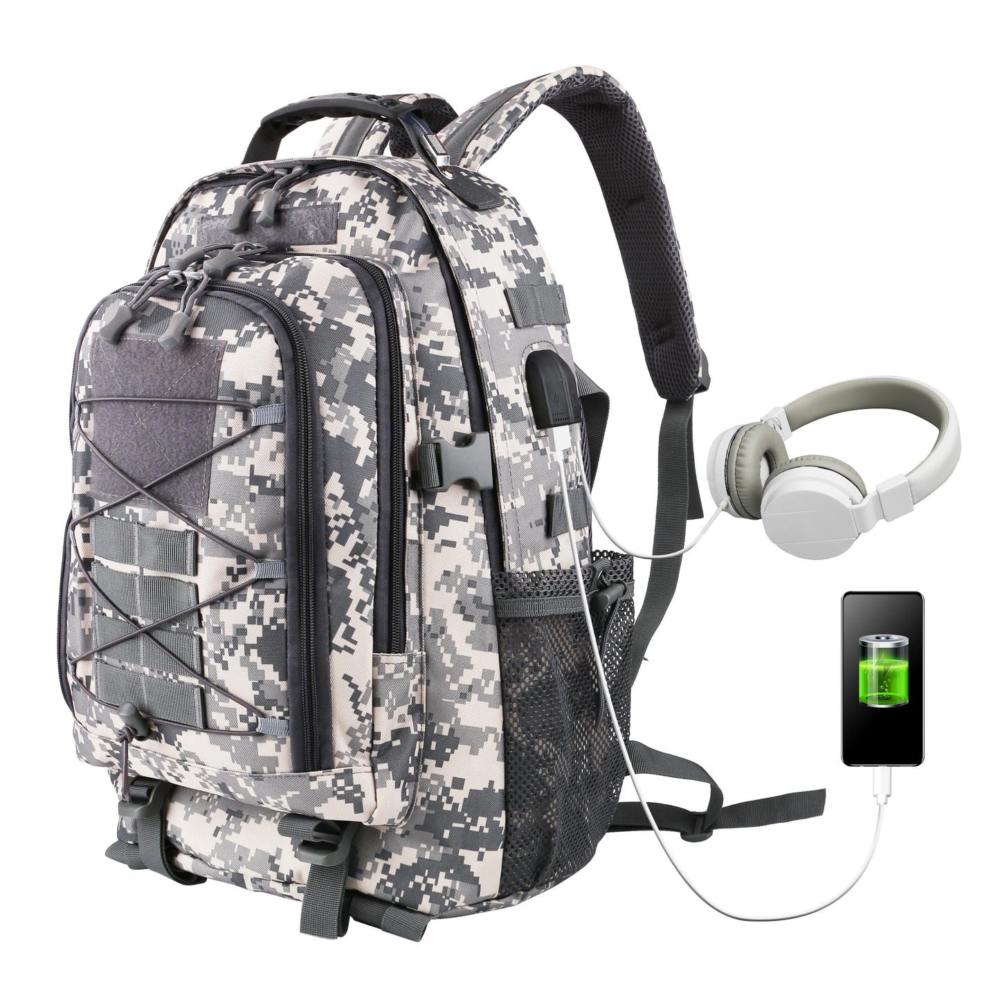 aiGear Tactical Backpack for Men, 35L Military Backpack, 3-Day Bug Out Bag for Camping Hiking Hunting with Molle System Army Daypack (35L ACU)