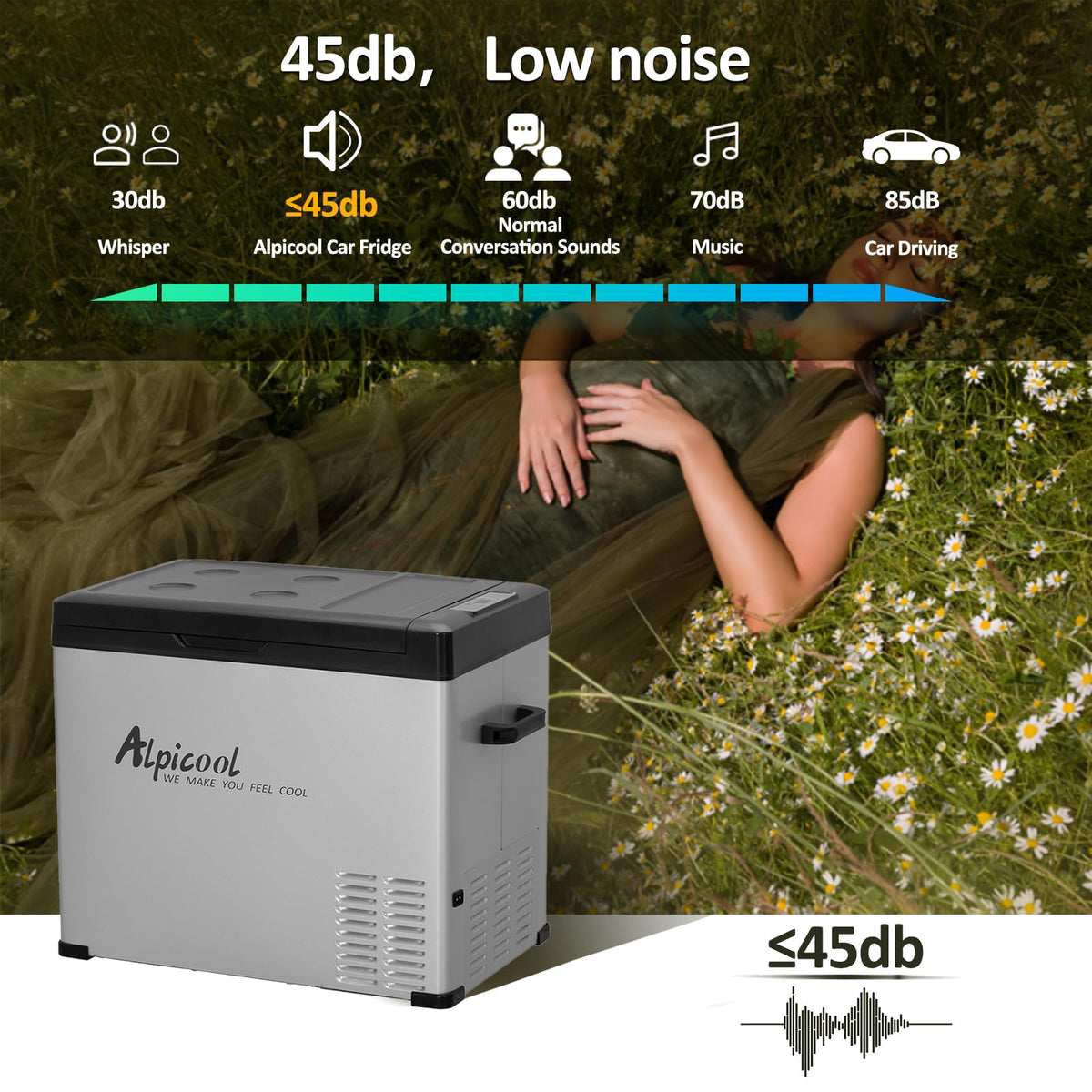 Alpicool C50 Portable Refrigerator 47 Quart(44.4Liter) 12 Volt Car Freezer for Vehicle, Truck, RV, Boat, Mini Fridge Freezer for Travel, Outdoor, Home -12/24V DC and 110-240V AC (Black and Silver)