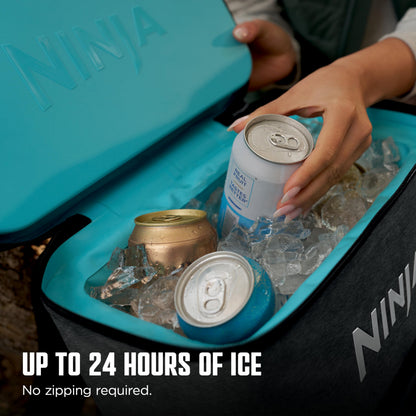 Ninja | Backpack Cooler | FrostVault Go 24 Can Soft Cooler | Leakproof Zipper with Built in Can Opener, 2 Ice Packs & Dry Storage Drawer | for Hiking, Camping & More | Charcoal Gray | FF124CG