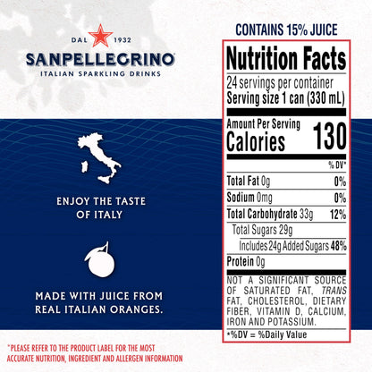 Sanpellegrino Italian Sparkling Drink Aranciata Rossa, Sparkling Orange and Blood Orange Beverage, 11.15 Fl Oz (Pack of 24)