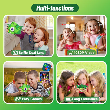 MindPal Kids Camera Toys for 3-8 Year Old Boys Girls, Dinosaur 1080P HD Selfie Digital Camera with 32GB Card, Christmas Birthday Gift for Kids