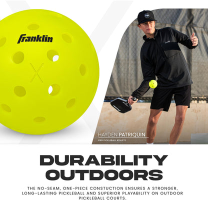 Franklin Sports Outdoor- X-40 Pickleball Balls - USA Pickleball (USAPA) Approved - 3 Pack Outside Pickleballs - Optic Yellow - US Open Ball