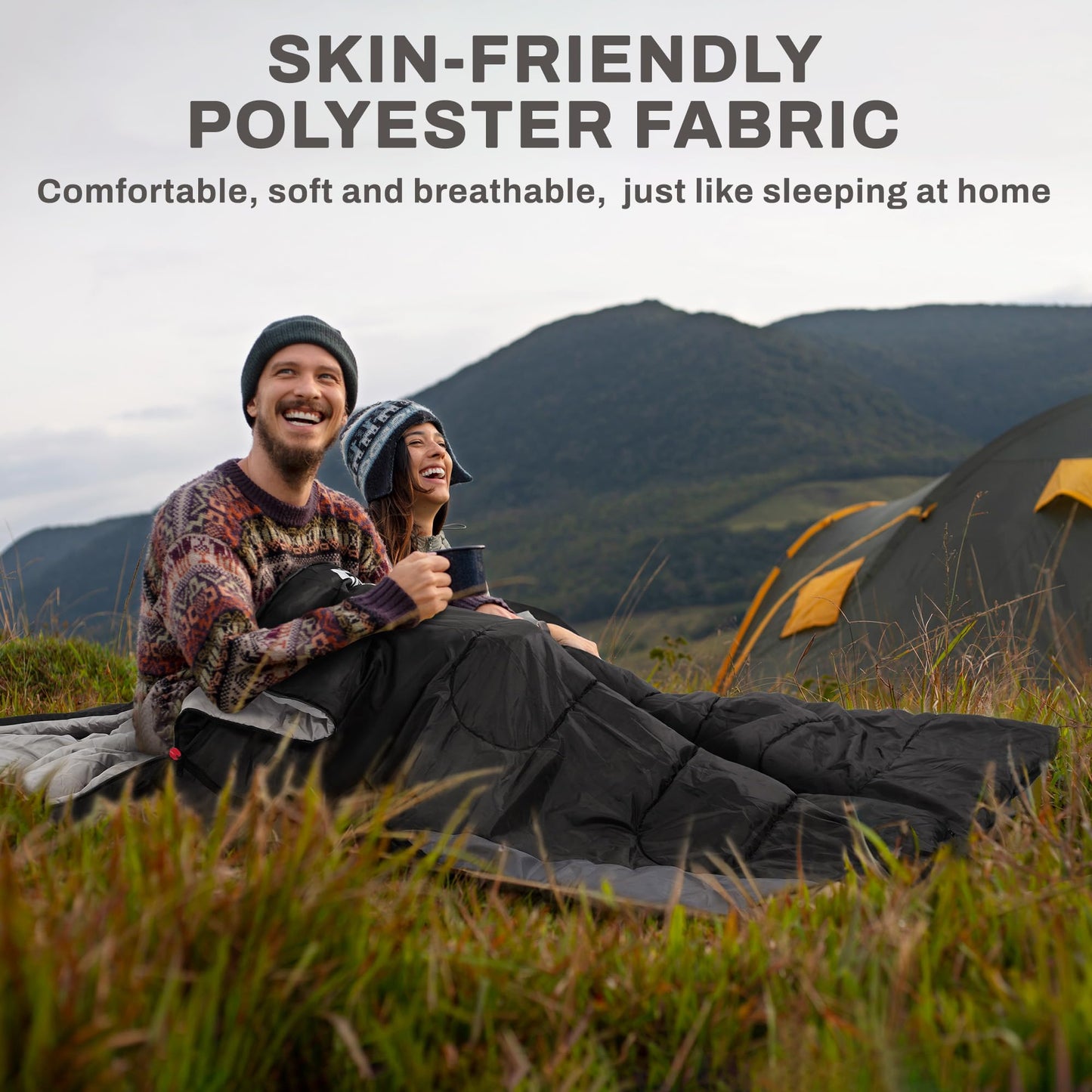 Elevon Sleeping Bag for Adults Teens Kids Cold Warm Weather, Portable Waterproof & Lightweight, Compact with Compression Sack, for 3-4 Seasons Camping, Backpacking, Hiking, Travel, Indoors Outdoors