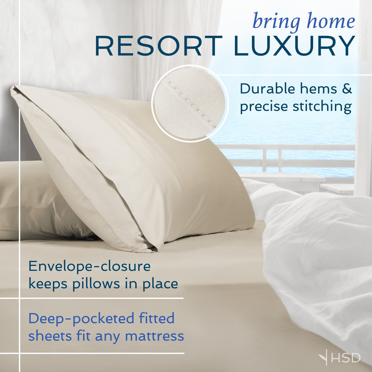 Hotel Sheets Direct 4 Piece Bed Sheet Set King, 100% Viscose Derived from Bamboo Sheets Set with 2 Pillowcases, Cooling & Breathable Luxury Bedding, Moisture-Wicking & Silky Soft Texture, Navy Blue