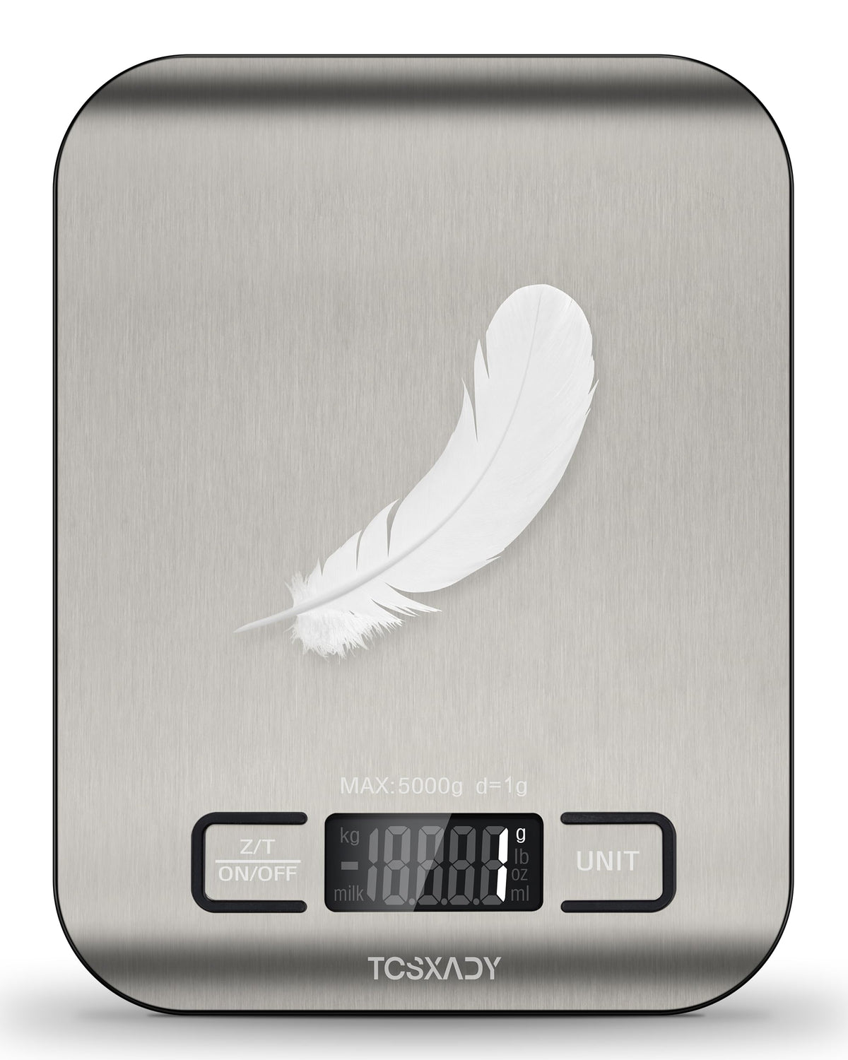 Tcsxady Food Scale, 11lb Digital Kitchen Scale with 6 Units LCD Display and Tare Function,Compact Design for Baking,Healthy Cooking,Meal Prep, 304 Stainless Steel