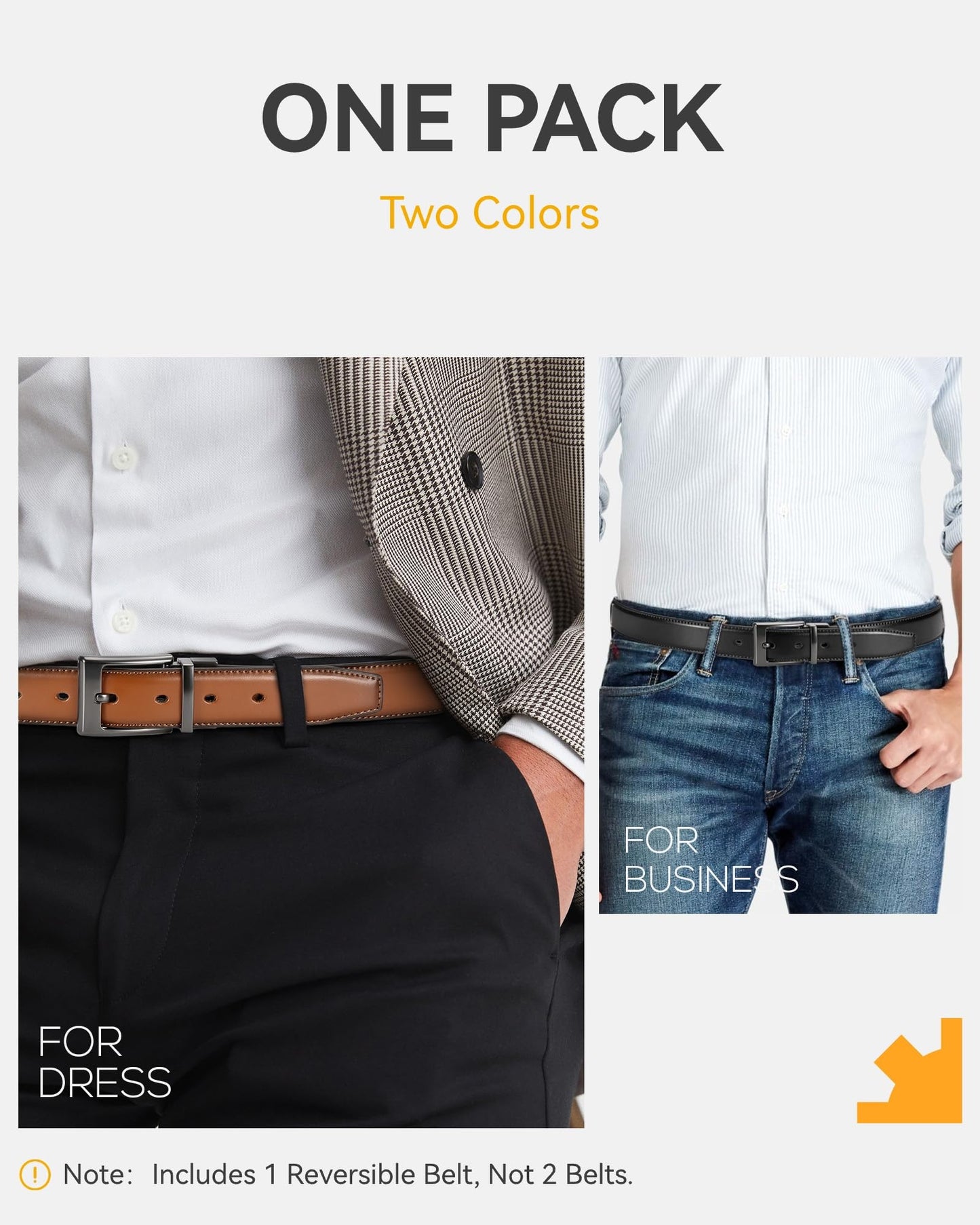 CHAOREN Reversible Belt Men 1 Piece - 1.25" Leather Dress Belt - Trim to Fit for Elegant Style