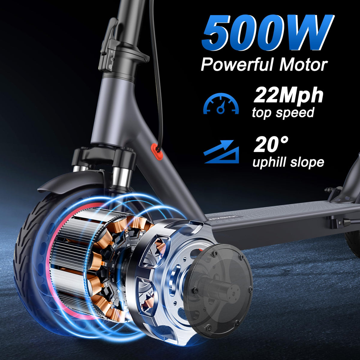 Electric Scooter for Adults, 8.5"/10" Tires, 19/22Mph, 350W/500W Motor, 21-28 Miles Range, Folding E-Scooter with Dual Suspension,APP(V1/SPRO/MAX/PRO)