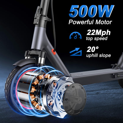 Electric Scooter for Adults, 8.5"/10" Tires, 19/22Mph, 350W/500W Motor, 21-28 Miles Range, Folding E-Scooter with Dual Suspension,APP(V1/SPRO/MAX/PRO)