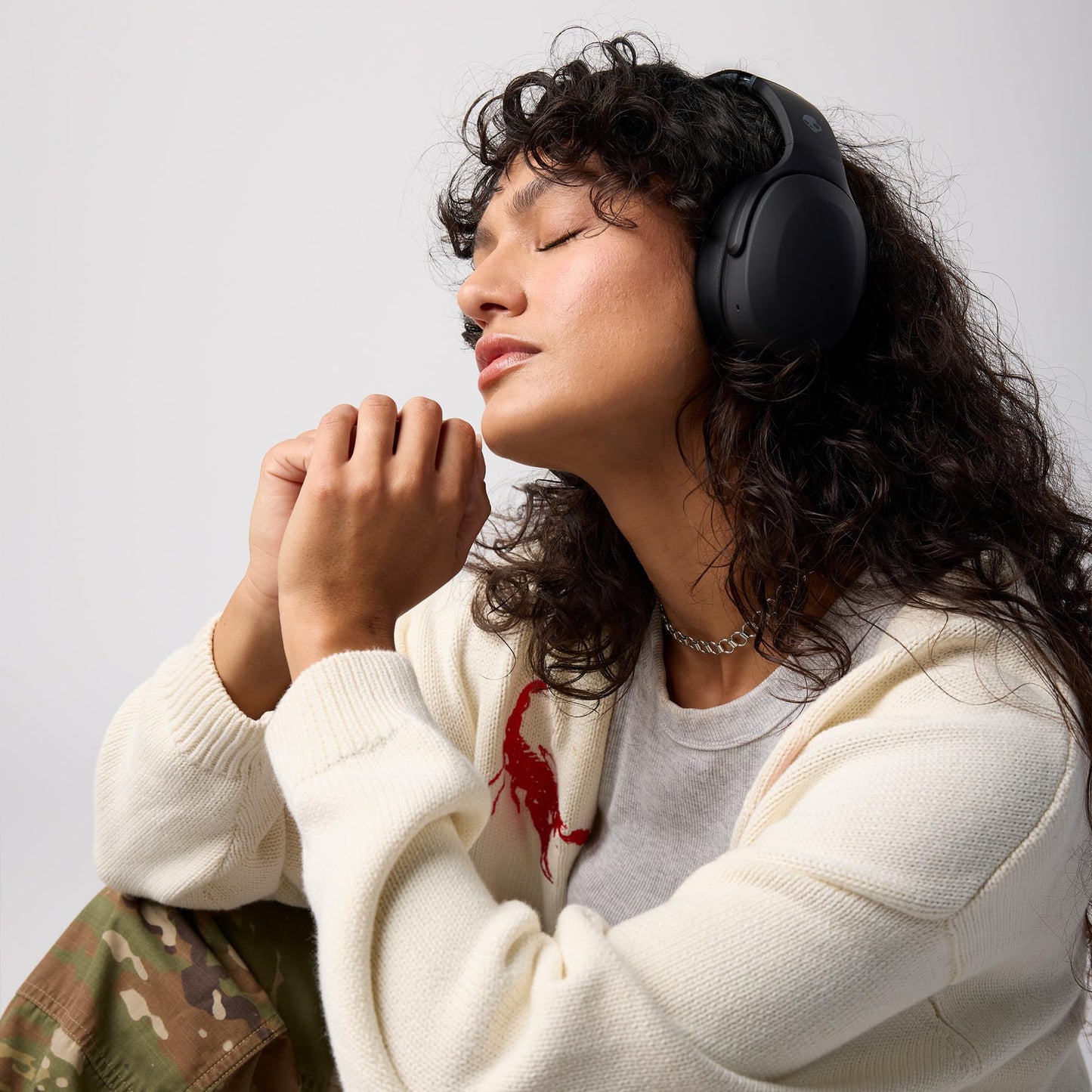 Skullcandy Crusher Evo Wireless Bluetooth Headphones with Multi-Sensory Bass, Noise Isolating Over-Ear Fit, Up to 40 Hours Battery, Microphone for iPhone Android - True Black