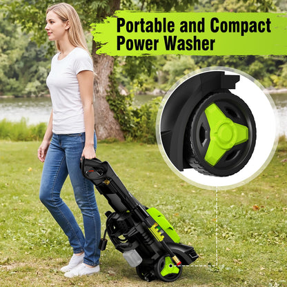 Pressure Washer, Power Washer with 4 Quick Connect Nozzles 1 Foam Cannon, High Pressure Cleaning Machine for Cars/Fences/Driveways/Patios/Farms/Home Cleaning