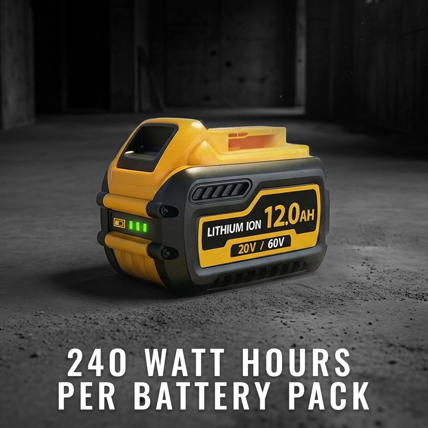 4 Packs 12.0Ah 60V Lithium Ion Battery Replacement Compatible with Dewalt 60V Battery DCB612, DCB609, DCB606, Compatible with Dewalt 20V/60V Max Cordless Tools and Chargers, with LED Indicator