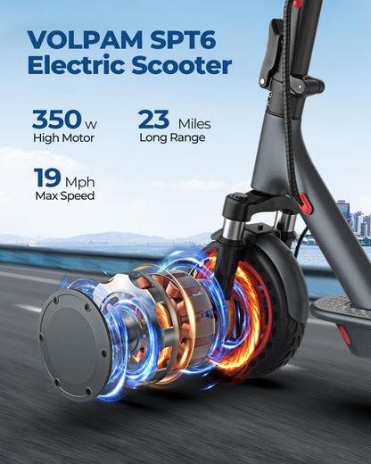 VOLPAM Electric Scooter, 350W/500W, 8.5"/10" Tires, 12/21/28 Miles Range, 16/19/22Mph, Folding E-Scooter with Dual Braking (8.5''-23Miles-Dual Suspension)