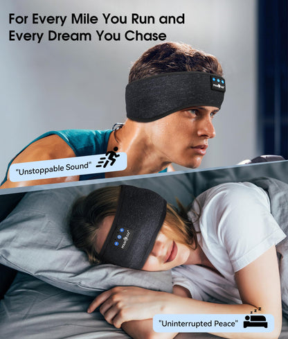 MUSICOZY Sleep Headphones Bluetooth 5.4 Headband, Wireless Earphones Music Sleep Earbuds Sleeping Eye Mask with HD Stereo Speakers for Workout Running Travel Yoga, Ideal Gifts for Men Women(Black)