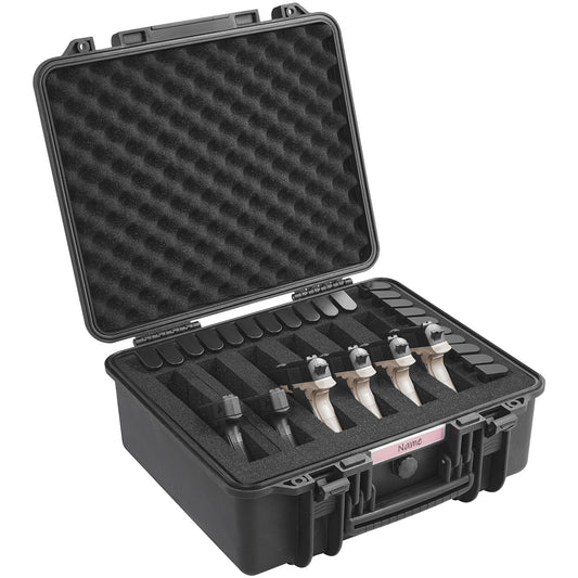 VEVOR Hard Pistol Cases with Pre-cut PU Foam, Waterproof & Dustproof Hard Gun Case for 6 Pistol & 21 Magazine, 19.3×17.1×8.3 in Lockable Pistol Case, Black