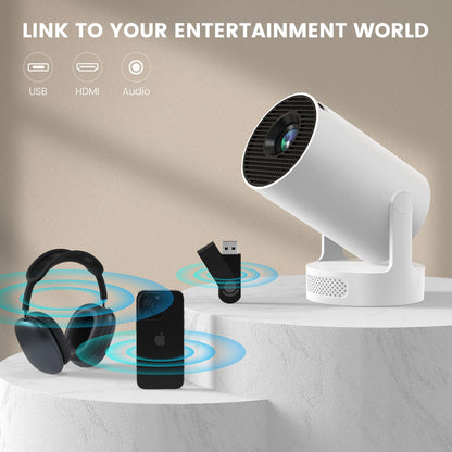 Mini Portable Projector with 4K Support, Bluetooth 5.4 WIFI6, 5watt Sound Base Speaker, 160 ANSI, Android 11, 210° Rotation , Auto Keystone Correction Video Projector HY300 Pro+