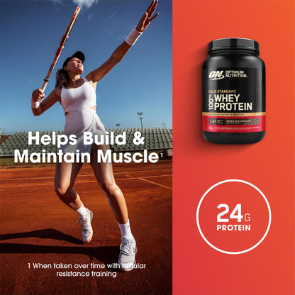 Optimum Nutrition Gold Standard 100% Whey Protein Powder, Double Rich Chocolate, 2 Pound (Packaging May Vary)