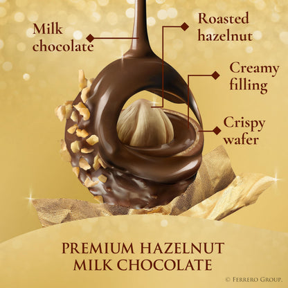 Ferrero Rocher, 16 Count, Gourmet Milk Chocolate Hazelnut, Valentine's Chocolate, Individually Wrapped, 6.2 oz