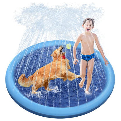 Raxurt Dog Pool, Anti-Slip Splash Pad for Dogs Kids Thickened Durable Upgrade Sprinkler Pad Pet Summer Outdoor Water Toys Backyard Fountain Play Mat, New Version Blue