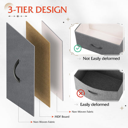 WLIVE Nightstand, 2 Drawer Dresser for Bedroom, Small Dresser with 2 Drawers, Bedside Furniture, Night Stand, End Table with Fabric Bins for Bedroom, Closet, Entryway, College Dorm, Dark Grey