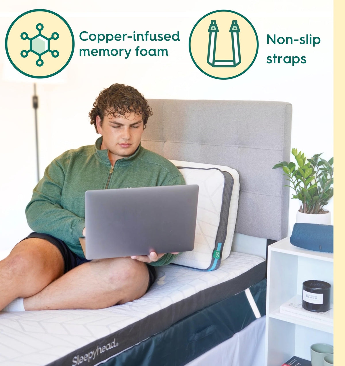 Sleepyhead Full XL 3 Inch Copper Infused Cooling Memory Foam Mattress Topper – Washable Cover, Thick & Comfortable College Dorm Bedding Pad, Dorm Room Essentials (Full XL 3")