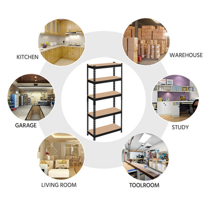 Topeakmart 5-Tier Utility Shelves, Metal Storage Shelves, Adjustable Shelving Units, Boltless Assembly, Garage Shelves Shed Shelving for Warehouse Garage Shed Basement- Black, 27.5 x 12x 60 Inch