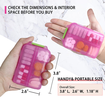 Pill Organizer with Medicine Labels Travel Daily Pill Container Mini Medication Organizer Storage Pill Organizer Travel Essentials Pill Case 7 Day (Purple& 161 Lables)