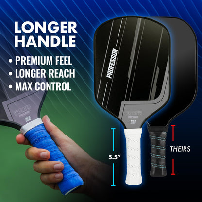 Professor Premier Pickleball Paddle Set of 2 Fiberglass Surface Paddles, 4 Balls, Carrying Bag & Grips - 2024 USAPA Approved!…