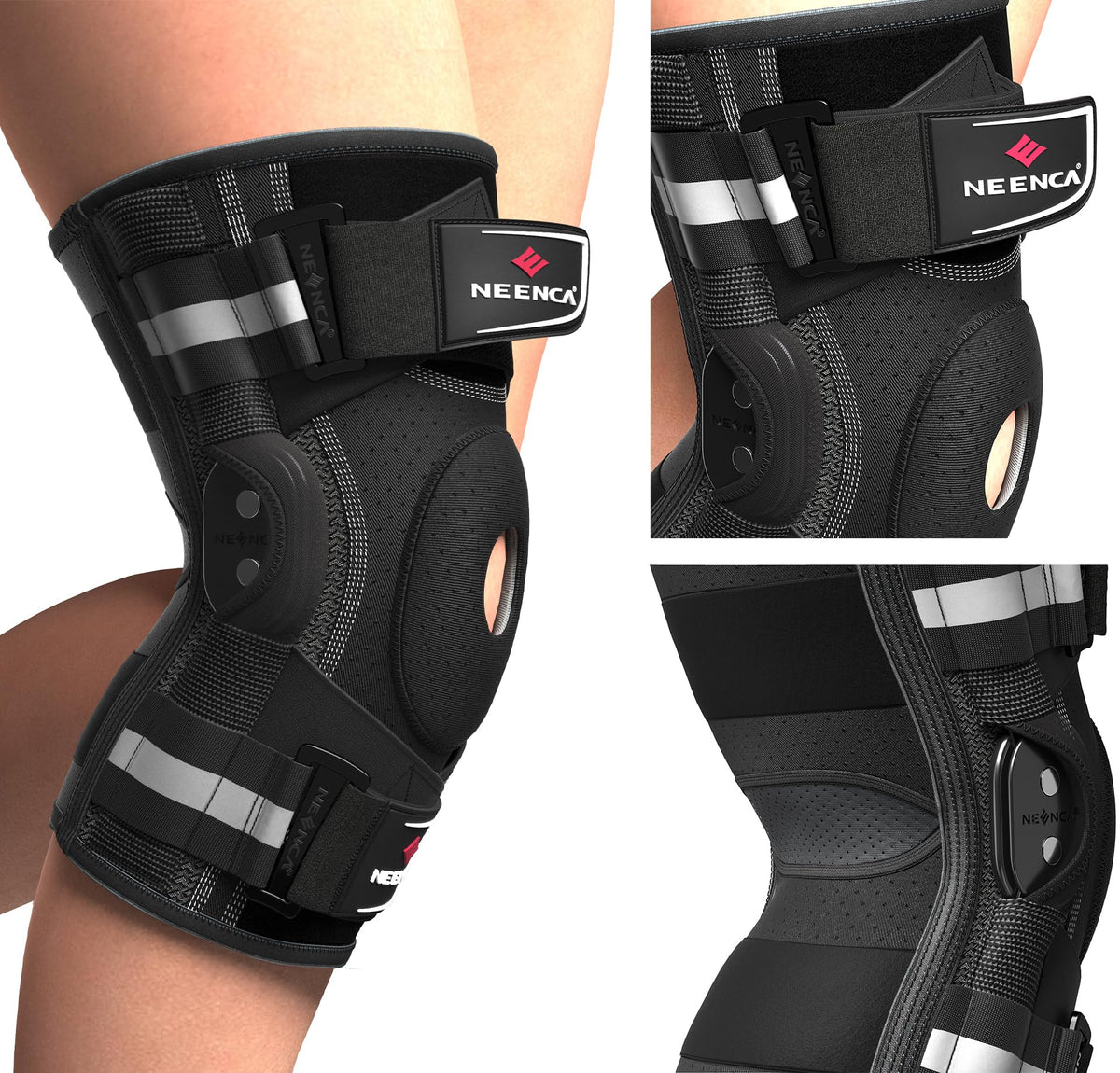 NEENCA Professional Knee Brace for Knee Pain, Hinged Knee Support with Patented X-Strap Fixing System, Medical for Pain Relief, Arthritis, Meniscus Tear, ACL, PCL, MCL, Runner, Sport -FSA/HSA Eligible