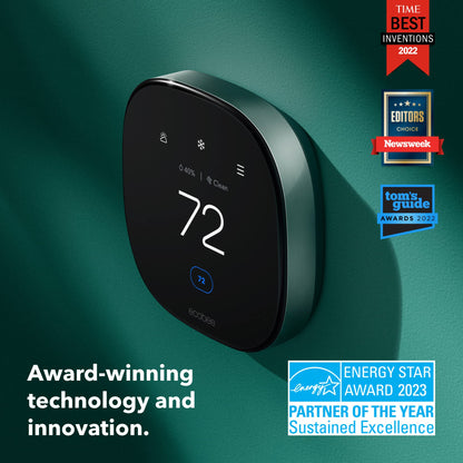 ecobee Smart Thermostat Premium with Smart Sensor and Air Quality Monitor - Programmable Wifi Thermostat - Works with Siri, Alexa, Google Assistant