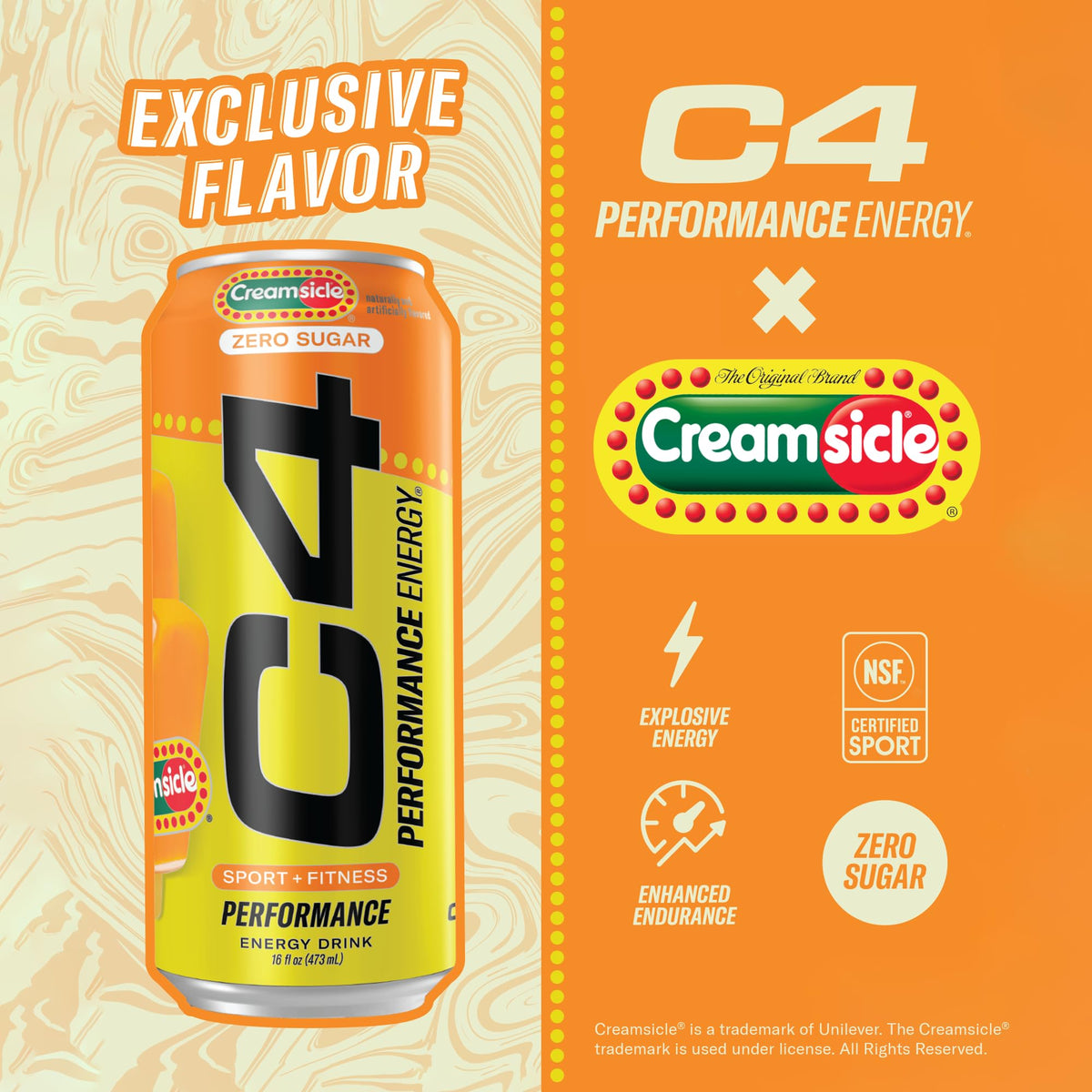 C4 Performance Energy Drink | Zero Sugar Carbonated Preworkout Energy | 200mg Caffeine with Beta Alanine | Orange Creamsicle | 16 Fl Oz (12 Pack)