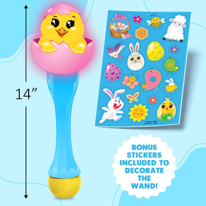ArtCreativity Easter Chick Bubble Wand, Easter Basket Stuffers for Toddler, 14" Light Up Automatic Bubble Maker with LED & Music, Bubbles for Kids, Toys for Toddlers 1-3