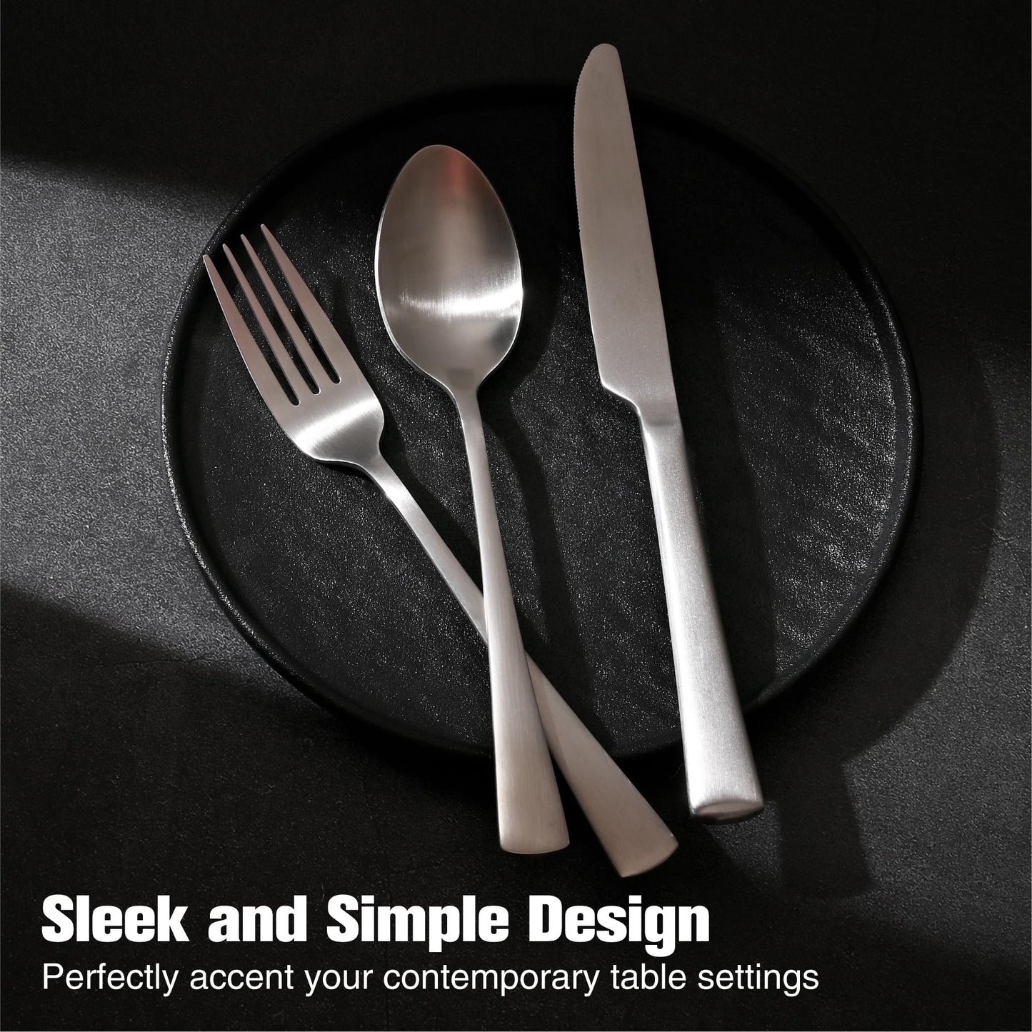 KINGSTONE 30-Piece Silverware Set, 18/10 Stainless Steel Flatware Set for 6, Matte Satin Finish Forged Cutlery Set Dishwasher Safe