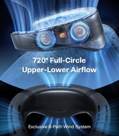 TORRAS 2025 Top Al Neck Fan Air Conditioner Coolify Cyber, Portable Personal Neck Fans that Blow Cold Air【No.1 Dual-Coolest Wind & 720° Immersive Cooling】Rechargeable for Outdoor/Indoor. Gifts for Dad