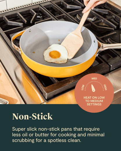 Caraway Non-stick Ceramic Cookware Set (12 Piece) Pots, Pans, Lids and Kitchen Storage - PFAS & PFOA Free - Oven Safe Pan Set & Compatible with All Stovetops - Navy