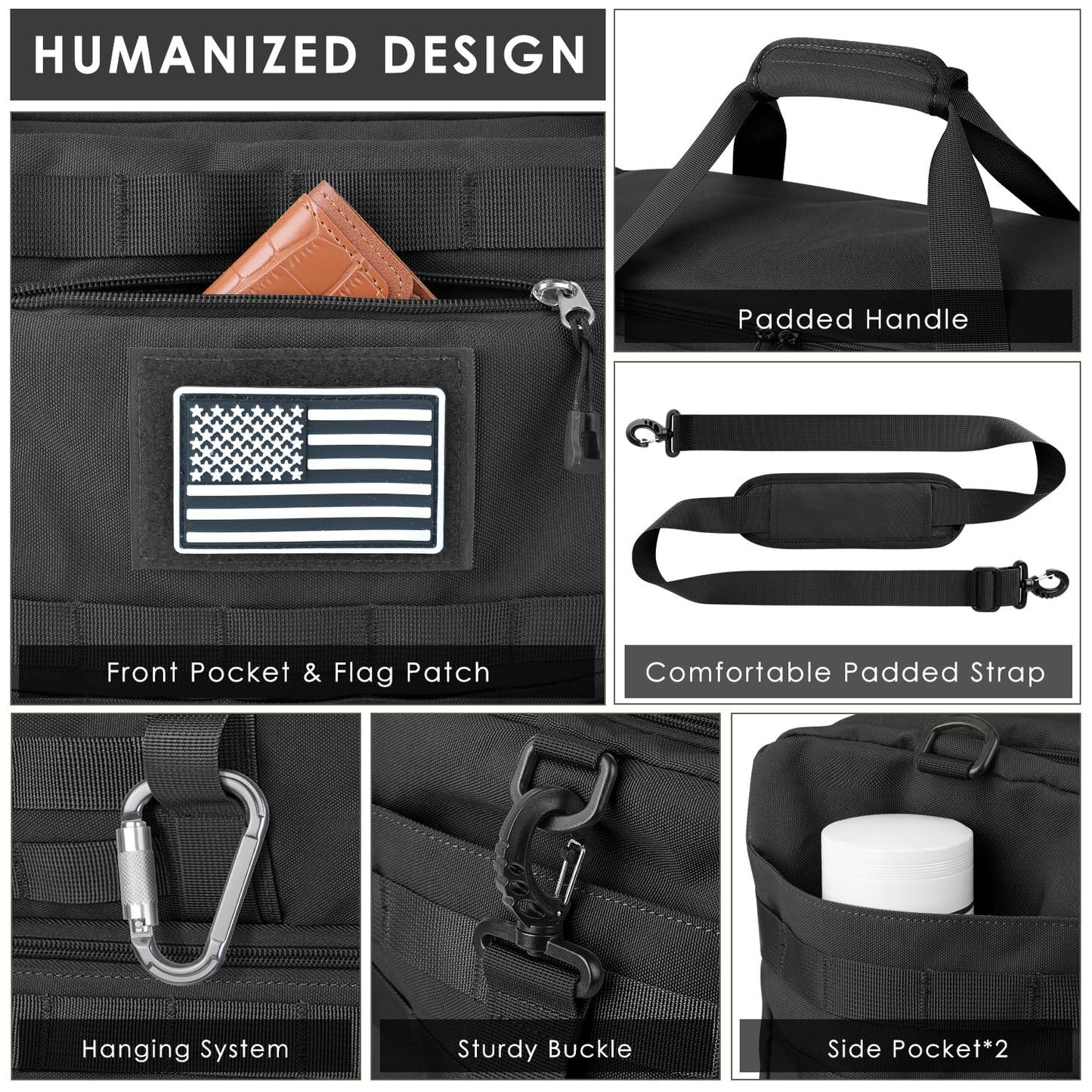 ETRONIK Travel Bag for Men Women, Gym Bag & Tactical Duffle Bags for Travel, Carry on with Toiletry Bag and Shoe Compartment, Weekender Overnight Trip with Wet Pocket for Workout Medical, Black