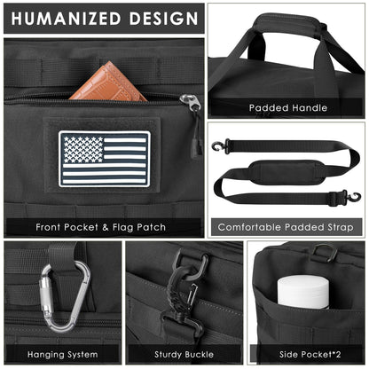 ETRONIK Travel Bag for Men Women, Gym Bag & Tactical Duffle Bags for Travel, Carry on with Toiletry Bag and Shoe Compartment, Weekender Overnight Trip with Wet Pocket for Workout Medical, Black