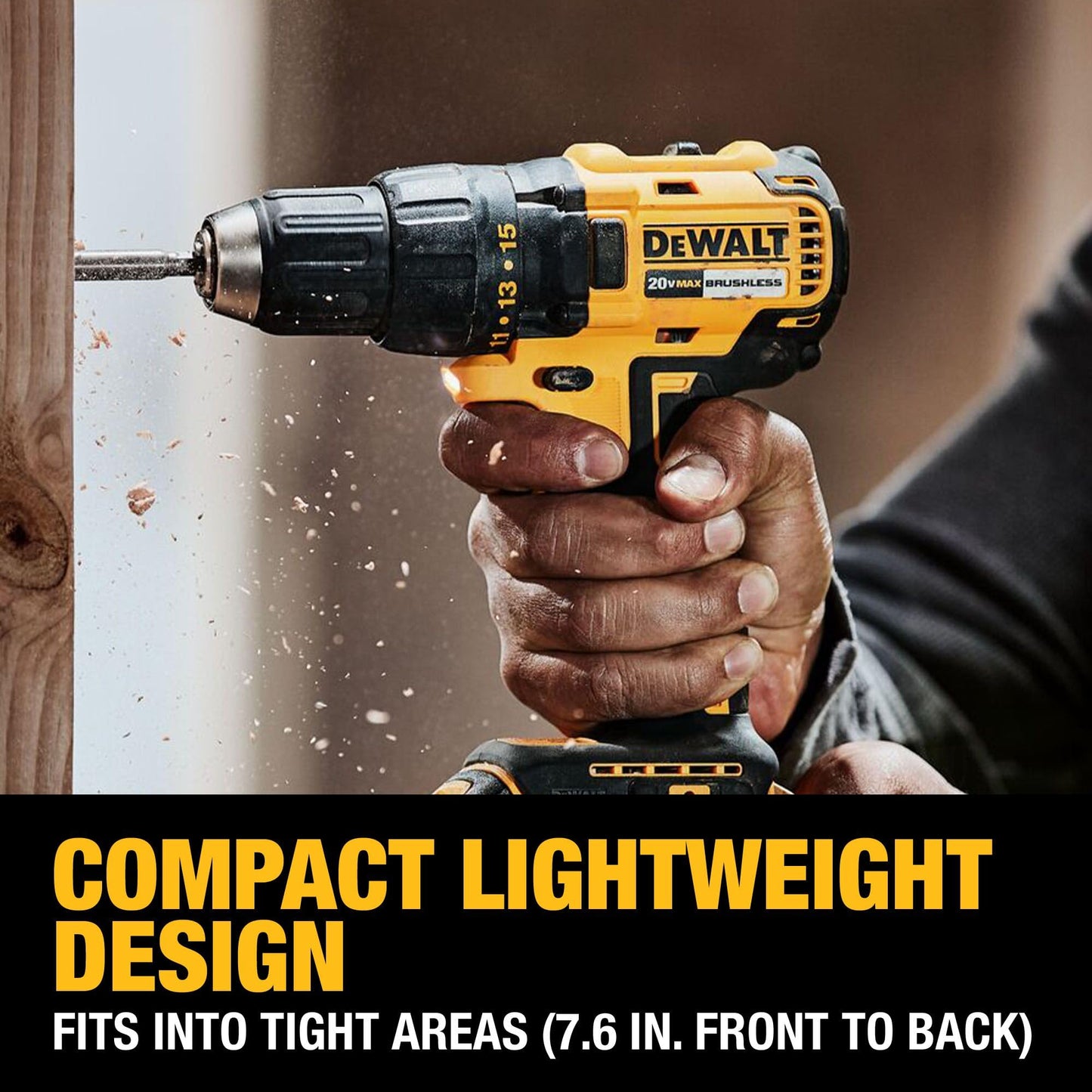 DEWALT 20V MAX Cordless Drill Driver Set, Electric Drill, Brushless 1/2 In 2 Speed, 2.0 Ah Battery, Charger and Bag Included, LED Light (DCD777D1)