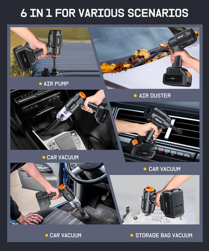 MBNGF Car Vacuum Portable Cordless, 35000PA High Power Suction & Blower, Wireless Handheld Vacuum Cleaner for Car, Home, Office, Pet(Abyssal Black)