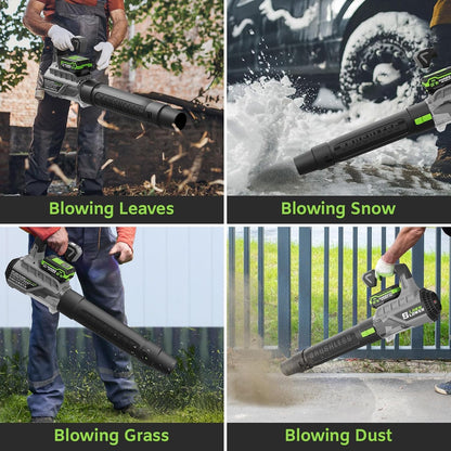 Leaf Blower with Brushless Motor, 580CFM/160MPH Leaf Blower Cordless, Electric Lightweight Blower with 2X4.0Ah Batteries and Charger, 2 Speed Modes, for Lawn Care, Patio Cleaning, etc.