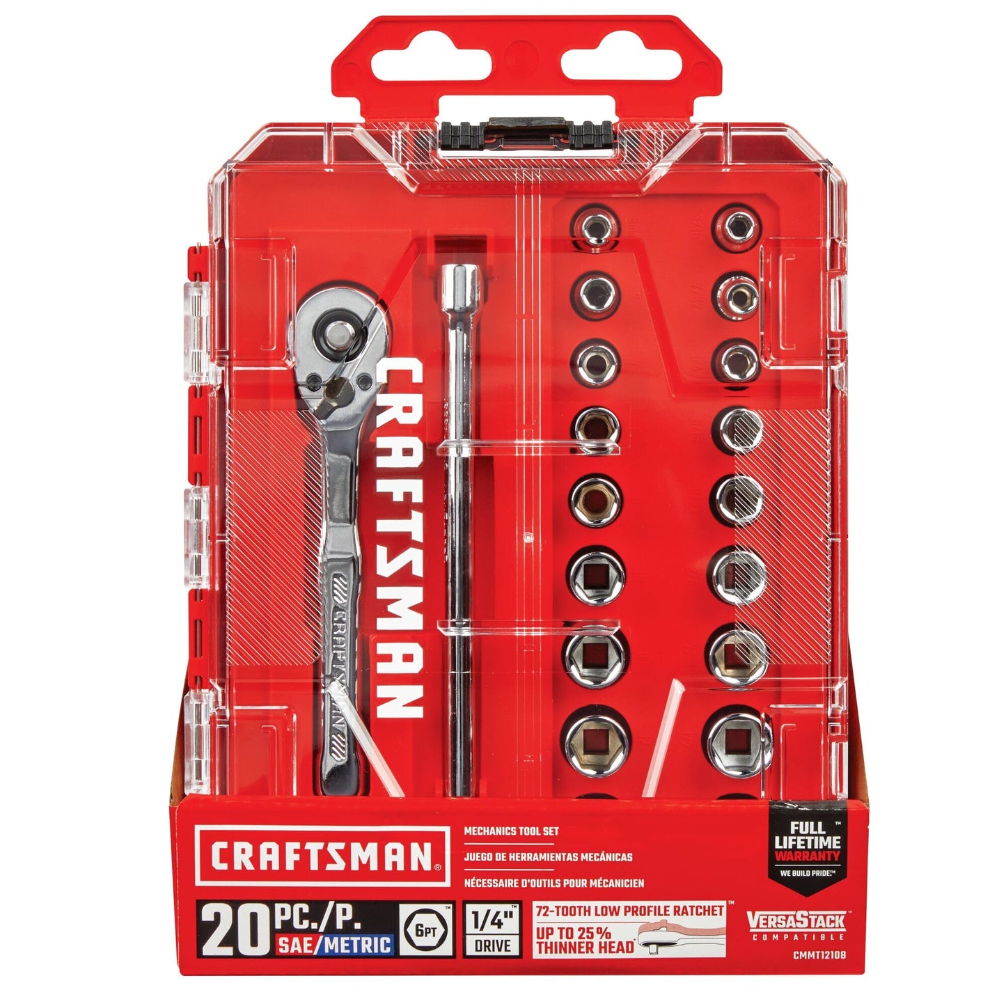 CRAFTSMAN Mechanics Tool Set, 1/4 Inch Drive, 20 Piece (CMMT12108)