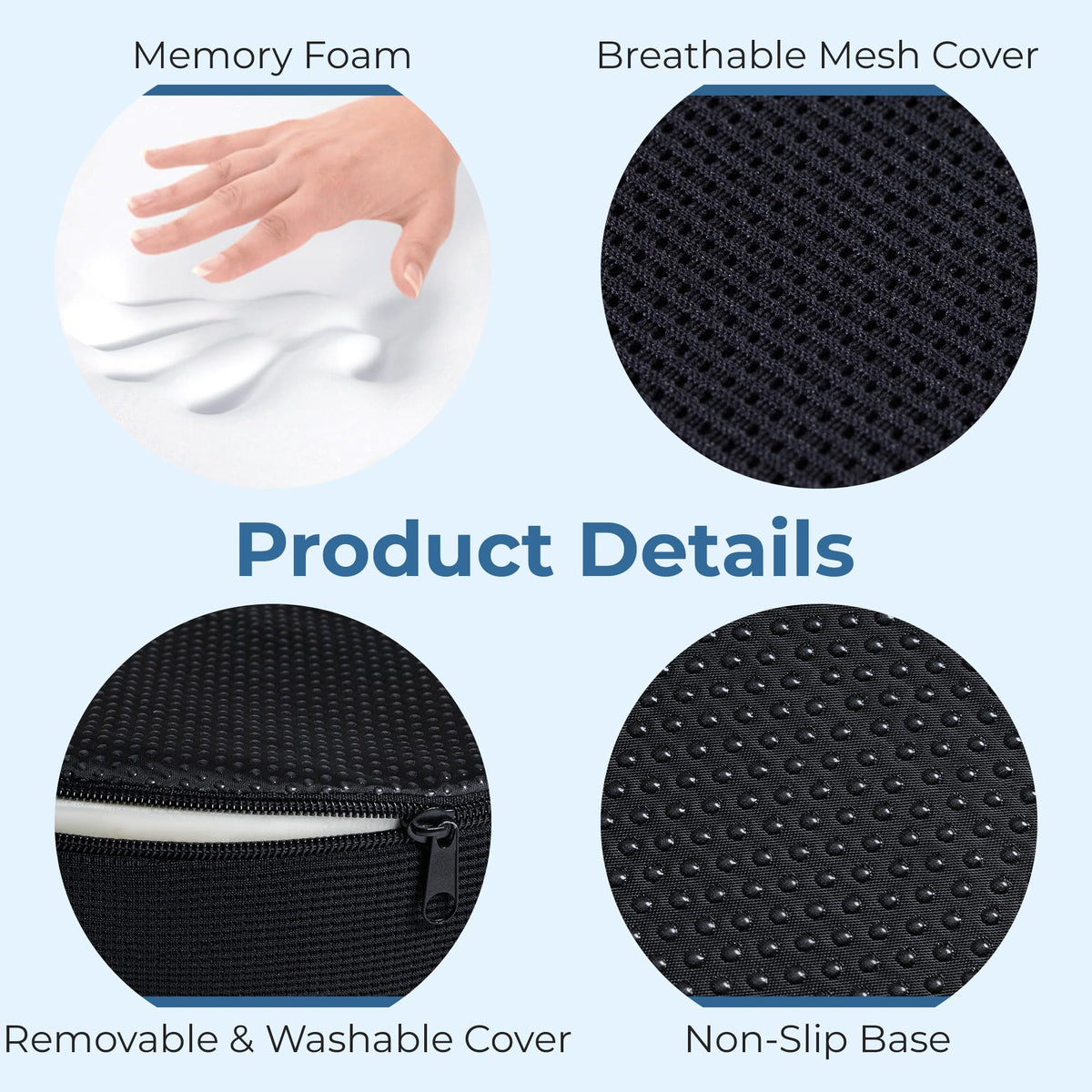 5 STARS UNITED Donut Pillow Hemorrhoid Tailbone Cushion – Large Cushion for Pain Relief – Coccyx, Prostate, Sciatica, Pelvic Floor, Pressure Sores, Pregnancy, Postpartum Recovery, Black