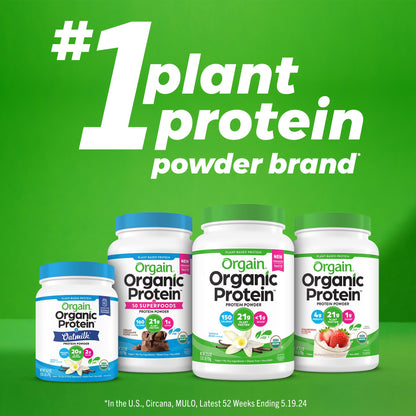 Orgain Organic Vegan Protein Powder, Vanilla Bean - 21g Plant Protein, 6g Prebiotic Fiber, No Lactose Ingredients, No Added Sugar, Non-GMO, For Shakes & Smoothies, 2.03 lb (Packaging May Vary)