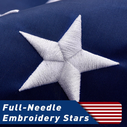 American Flags for Outside 6x10 FT- Heavy Duty Polyester US Flag with Embroidered Stars & Sewn Stripes, Brass Grommets - Vibrant Outdoor USA Flags for All Weather