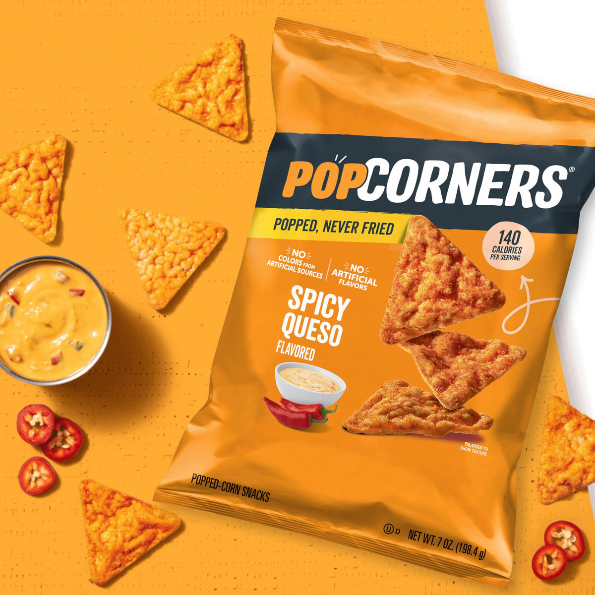 PopCorners Popped Corn Snacks, Spicy Queso, 1 Ounce Bags (Contains 20 Packets) Packaging May Vary