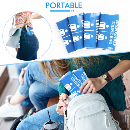 DIBBATU Disposable Urine Bag,12 PCS 800ML for Travel, Emergency Portable Pee Bag and Vomit Bags, Unisex Urinal Bag as Toilet Bag Suitable for Camping, Traffic Jams Pregnant, Patient, Kids