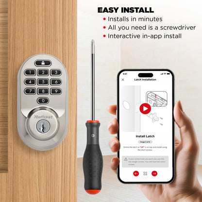 Kwikset Halo Wi-Fi Smart Lock, Keyless Entry Door Deadbolt, Geofence Auto-Unlock, Grade AAA Certified, No Hub Easy Install, Satin Nickel Lifetime Finish Warranty, Backlit Keypad