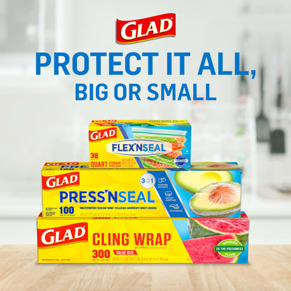 Glad Press'N Seal Food Plastic Wrap, 70 Square Foot Roll (Package May Vary)