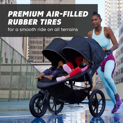 Baby Jogger Summit X3 Double Jogging Stroller Midnight Black Buggy for Two Smooth Ride for Walking or Jogging Compact Fold Increased Airflow All-Terrain Air Filled Tires and All-Wheel Suspension