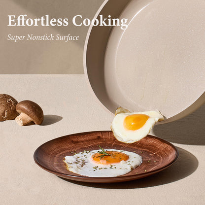 CAROTE Ceramic Cookware Set Nonstick, 14pcs Pots and Pans Set Nonstick, Non-Toxic & PFAS-Free, Dishwasher, RV/Camping Cookware Set, Cooking Pots with Lids, Light Taupe